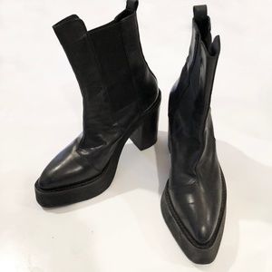 Yang Li Black Leather Platform Boots